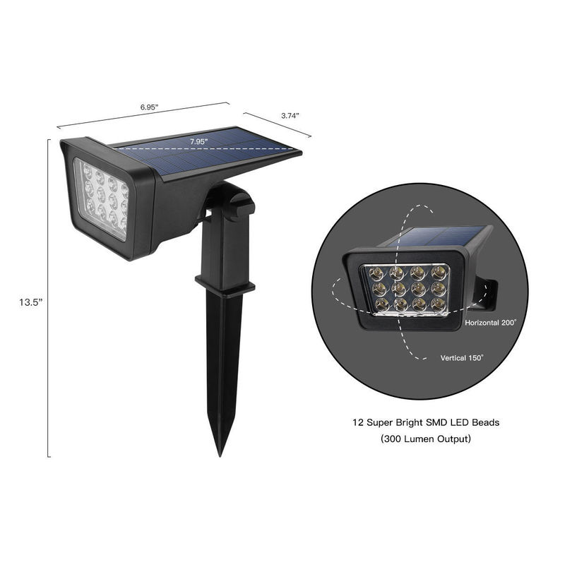 IP65 Waterdicht Buiten LED Landschap Verstelbaar Zonne-energie verlichting Spotlights voor tuin