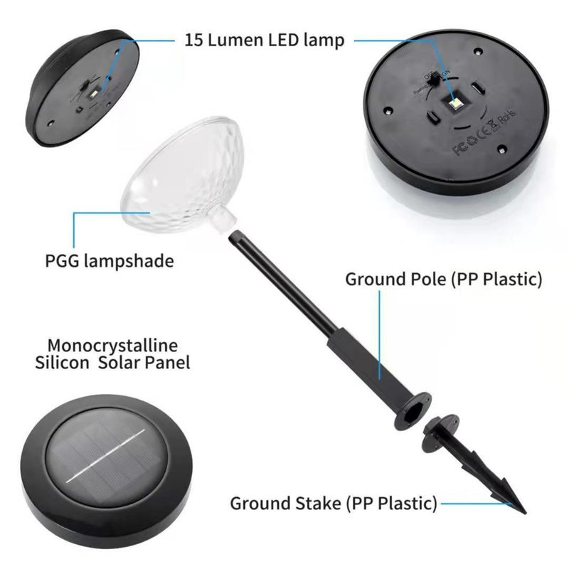 ABS-PC-lampcarosseremateriaal Zonnewegverlichting Gehele decoratieve zonne-tuinverlichting