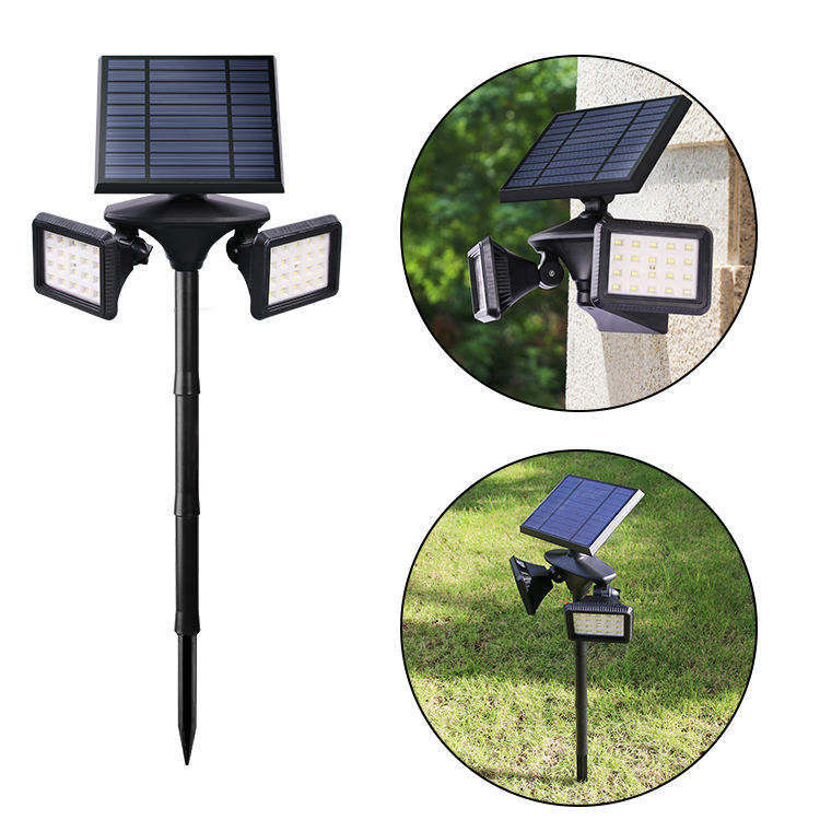 1- ABS PC Solar Aluminium Double Heads Tuinverlichting voor superieure buitenverlichting