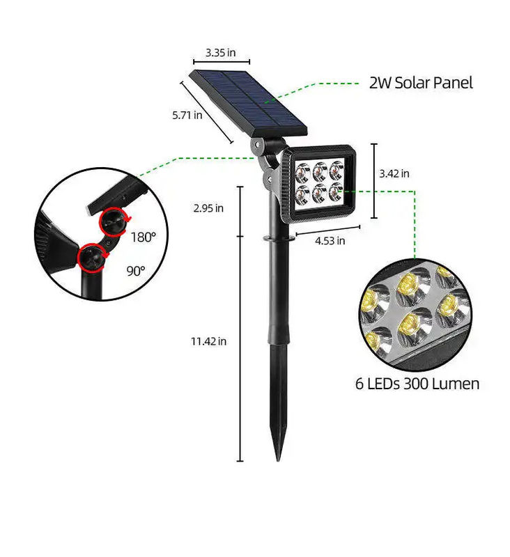Family Pathway Spotlight Boom Zonne-gras Tuin Spot Light met en 3,7V Input Voltage