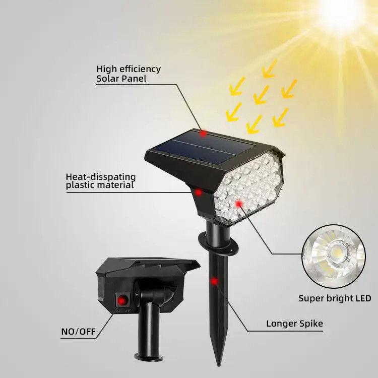 24 Led Solar Led Street Light Lamp voor pad binnenplaats Landschap Gazon Spike Muur