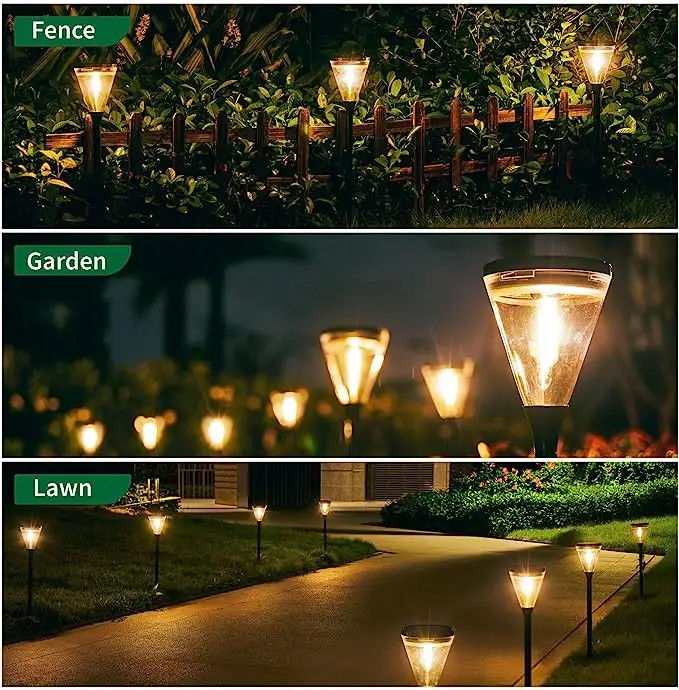 80 Ra Kleurenweergave Index Buiten Zonne-energie Warm Wit 2 Modes LED Tuinpad Grondverlichting
