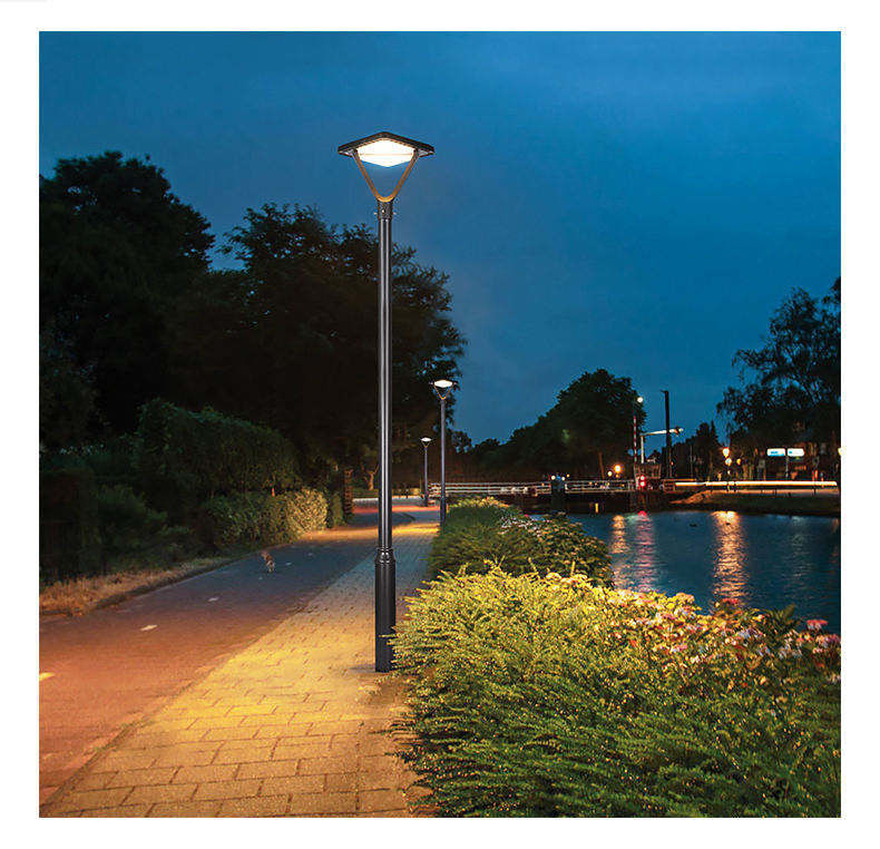Square Plaza Solar Garden Light met aanpassingsmogelijkheden en hoge kleurtemperatuur