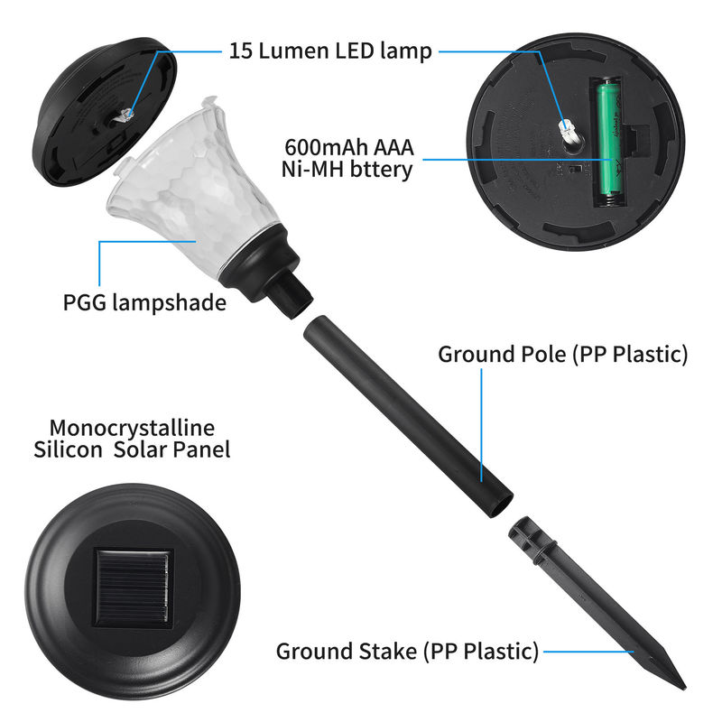 ABS PVC-materiaal Zonne-tuinverlichting Buitenlandschap Grondpad