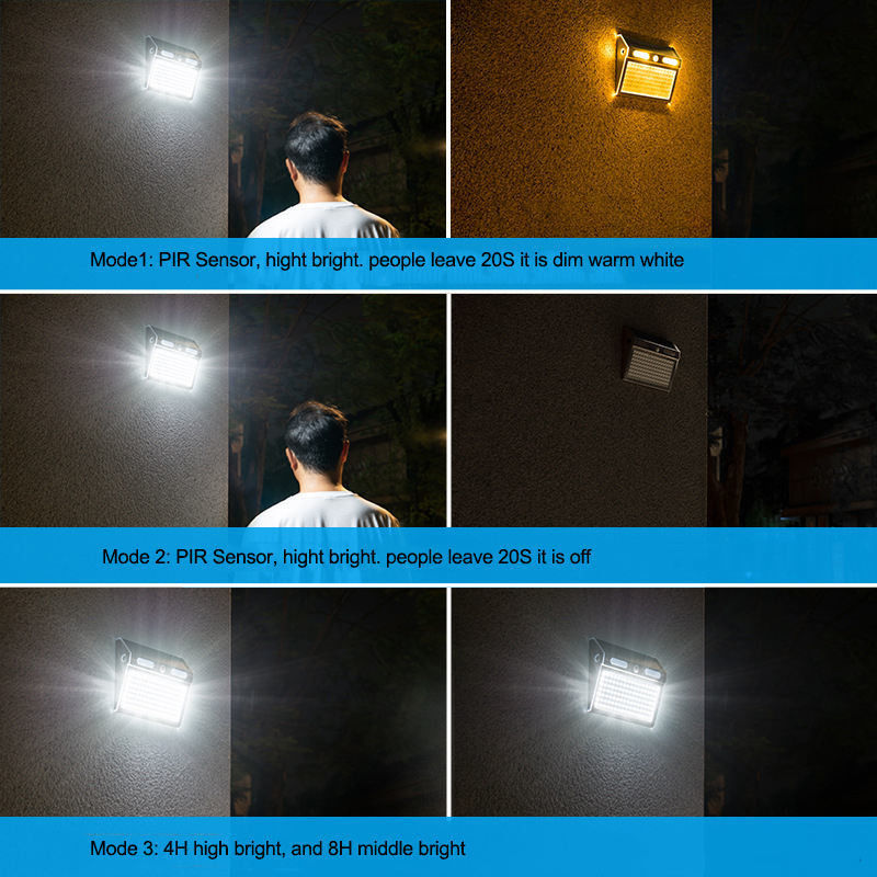 4 Verlichtingsmodussen Led Solar Outdoor Wall Porch Light Met Bewegingssensor IP65 Bescherming