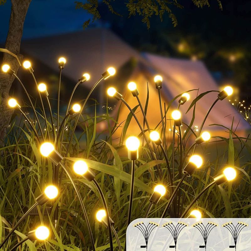 Led zonne-energie wind-aangedreven schommelen vuurvlieg lamp Tuin Outdoor Rgb vuurwerk licht