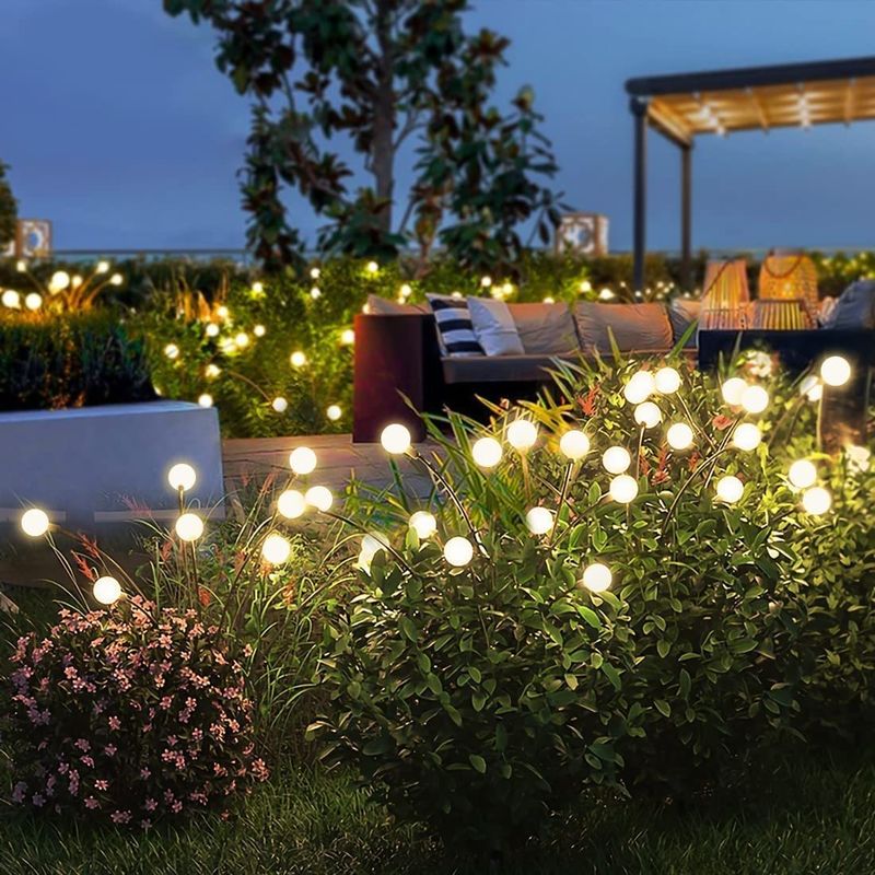 Led zonne-energie wind-aangedreven schommelen vuurvlieg lamp Tuin Outdoor Rgb vuurwerk licht