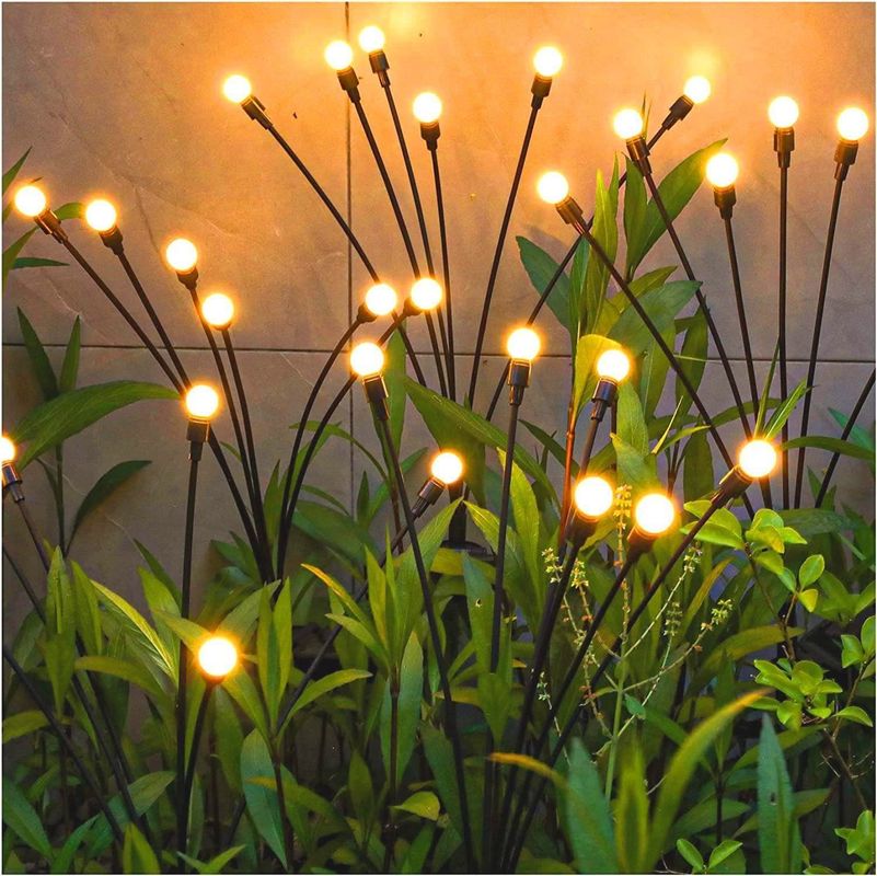 Led zonne-energie wind-aangedreven schommelen vuurvlieg lamp Tuin Outdoor Rgb vuurwerk licht