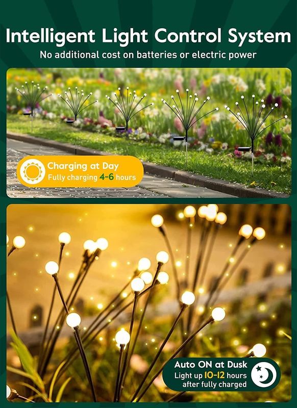 Led zonne-energie wind-aangedreven schommelen vuurvlieg lamp Tuin Outdoor Rgb vuurwerk licht