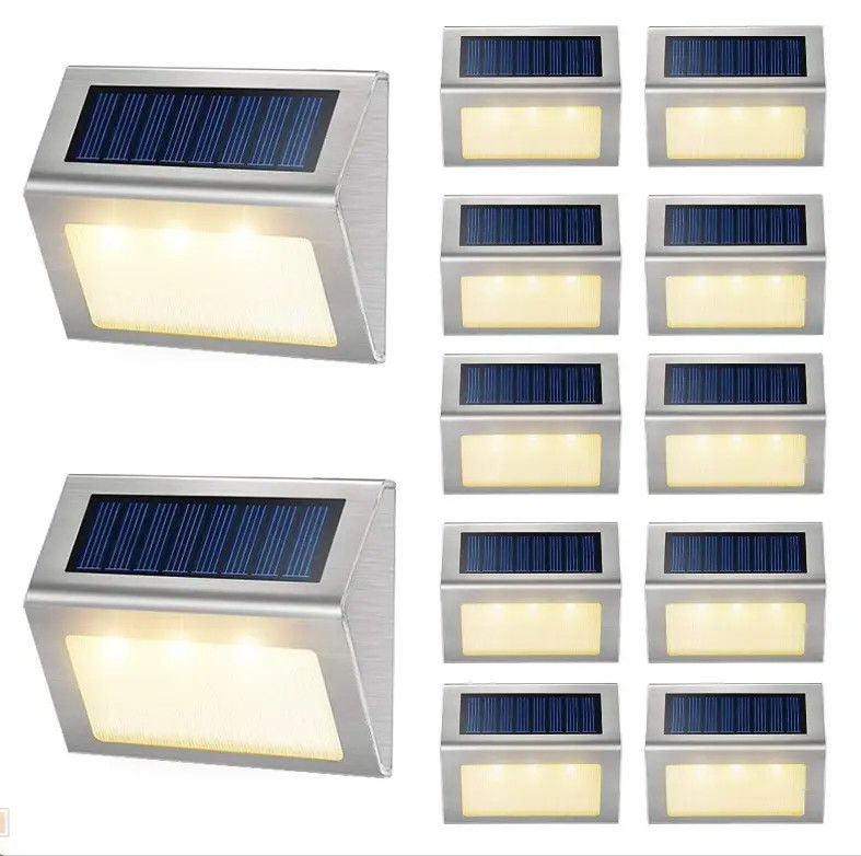 Buitenstaal zonnepaneel licht voor balkon Tuin hek 3 LED pad licht