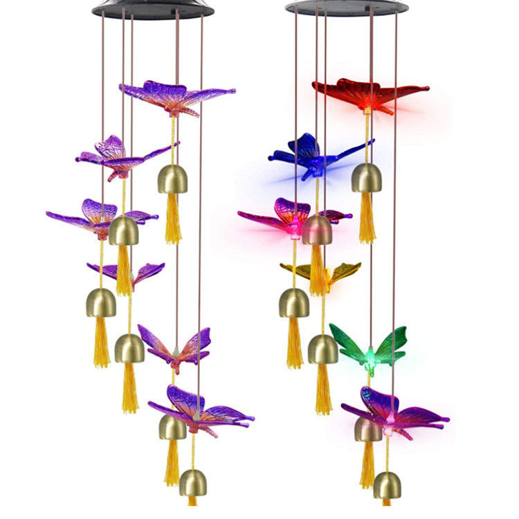 Tuinwindkloklamp Zonnewindklokken Licht voor aanpasbare binnenvlinder decoratie