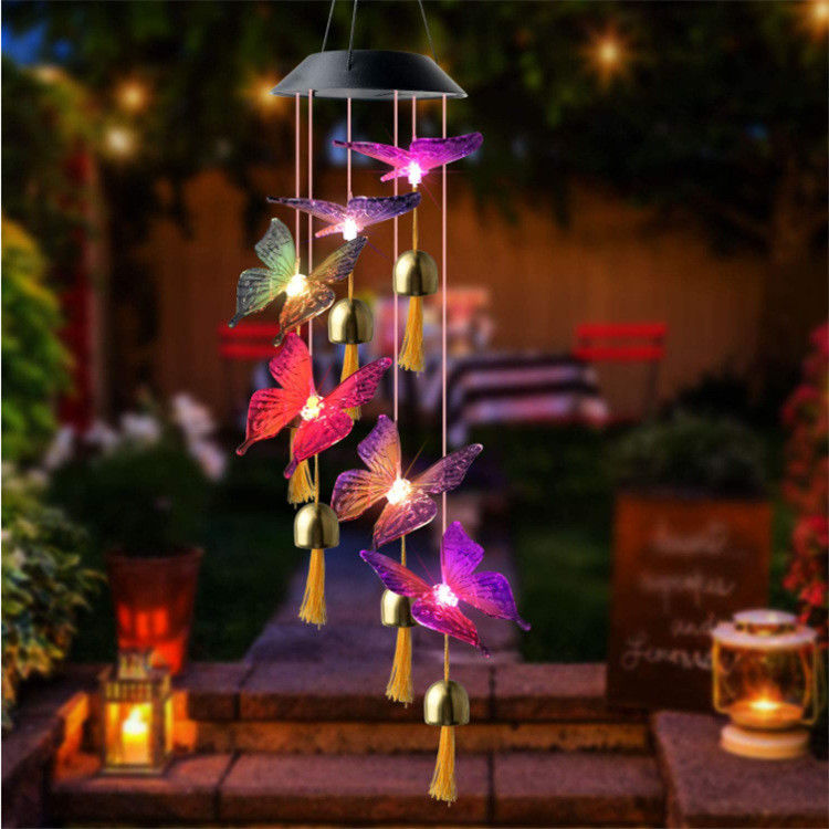 Tuinwindkloklamp Zonnewindklokken Licht voor aanpasbare binnenvlinder decoratie