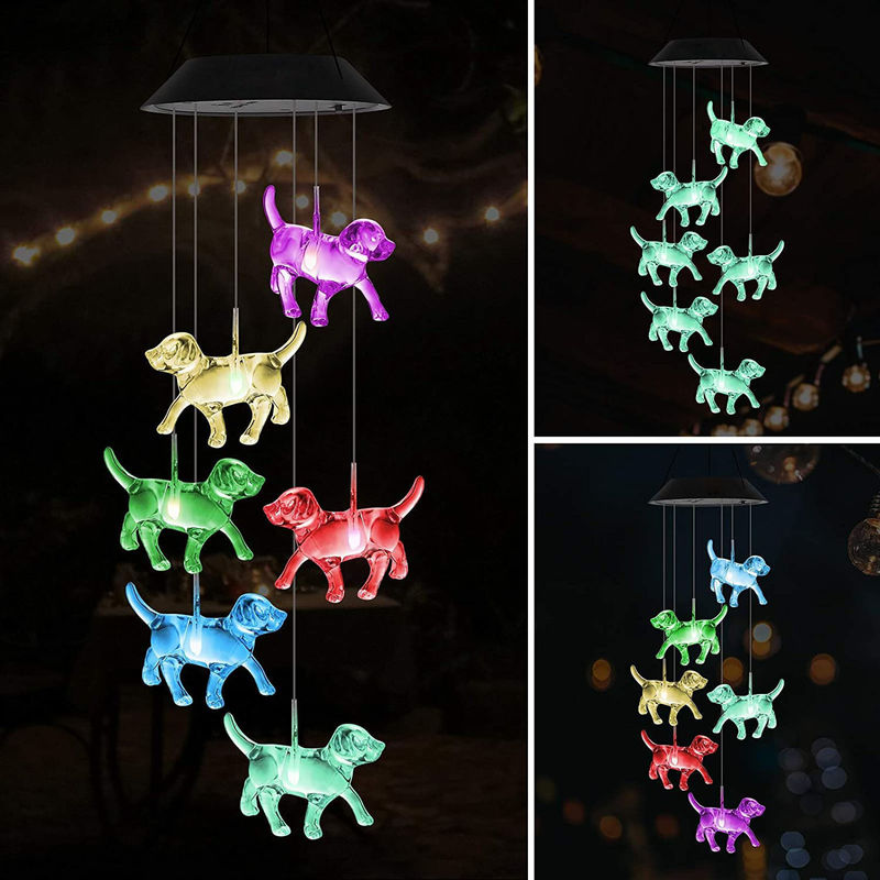 Solar Wind Chimes Light voor aanpasbare LED Indoor Puppy Home Decor in kleurrijke tuin