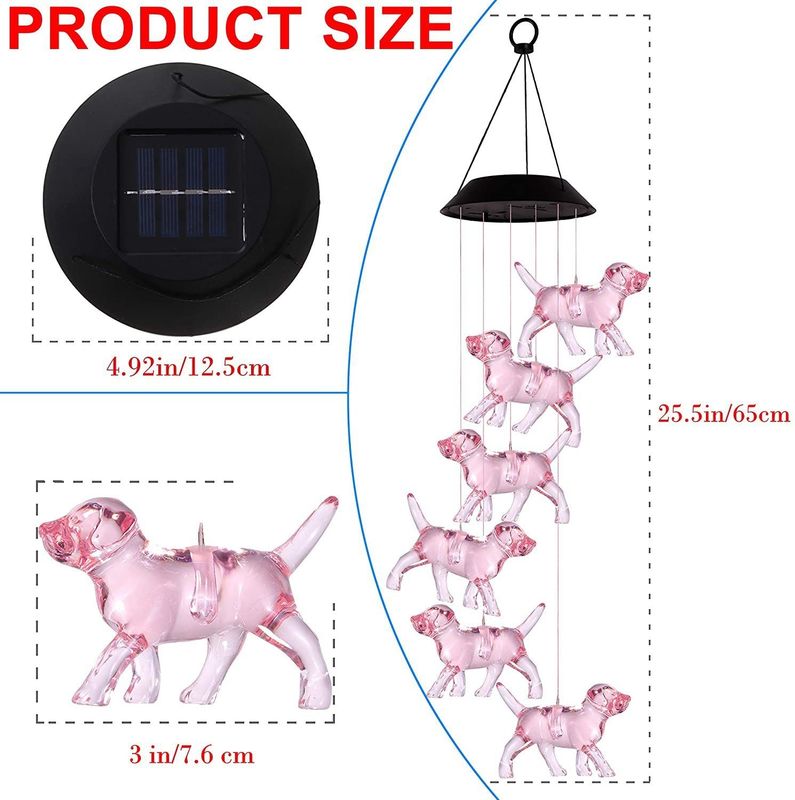 Solar Wind Chimes Light voor aanpasbare LED Indoor Puppy Home Decor in kleurrijke tuin