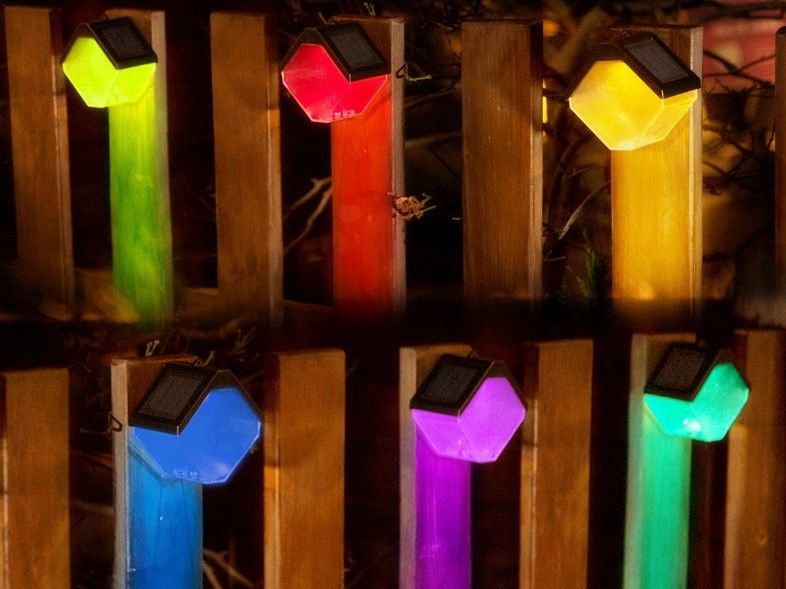 Solar Led Street Light Lamp Warm And Rgb Color Wandlamp Voor Outdoor Decorative Deck