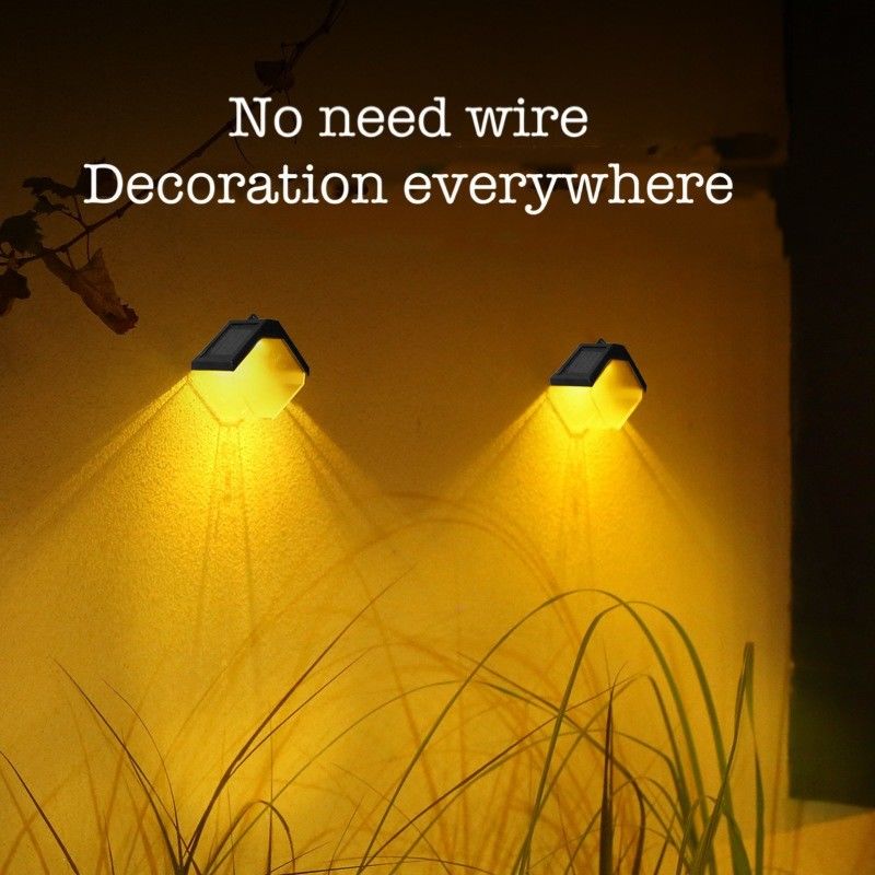 Solar Led Street Light Lamp Warm And Rgb Color Wandlamp Voor Outdoor Decorative Deck