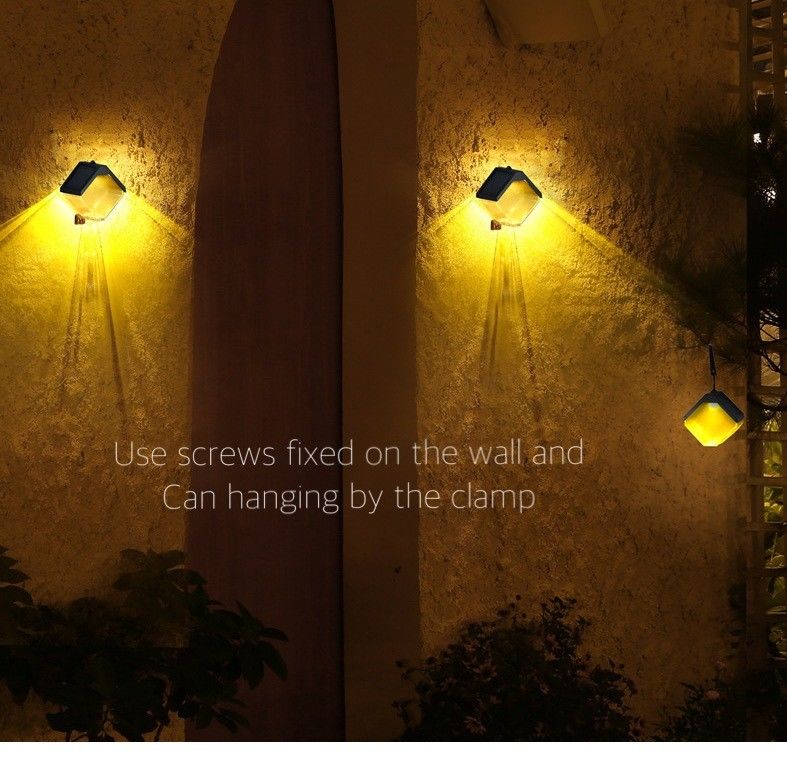 Solar Led Street Light Lamp Warm And Rgb Color Wandlamp Voor Outdoor Decorative Deck
