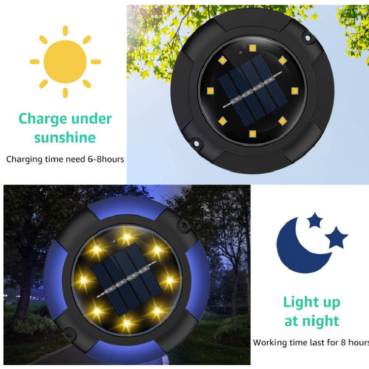 Zonne-aangedreven schijfverlichting voor landschapspad terras waterdicht LED buitentuin