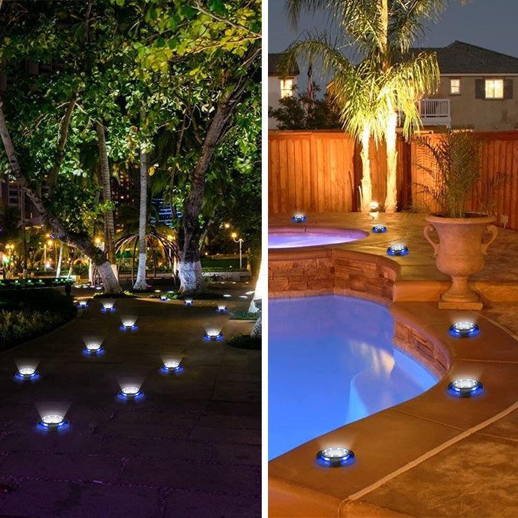 Zonne-aangedreven schijfverlichting voor landschapspad terras waterdicht LED buitentuin