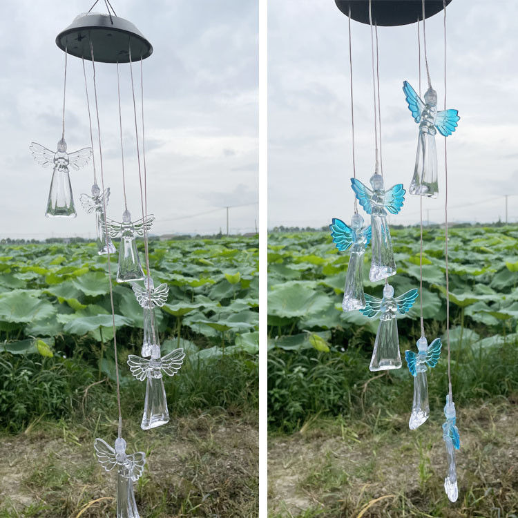 360° straalhoek kleurrijke engel windklokken voor buiten zonnelampen fee tuin decor