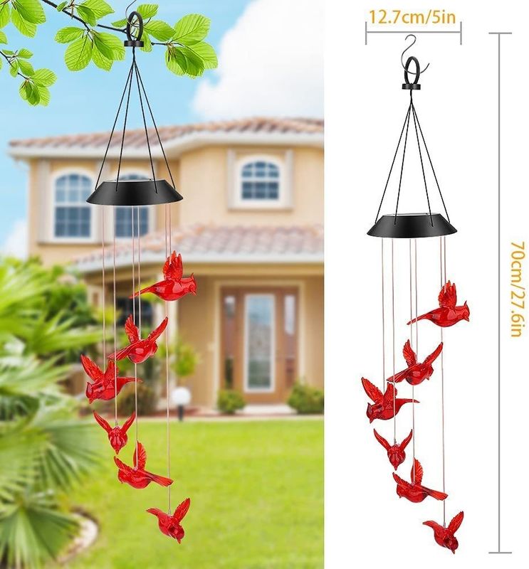 LED zonnewindklokken waterdicht kolibrie tuinbel licht voor buitenhuisdecor