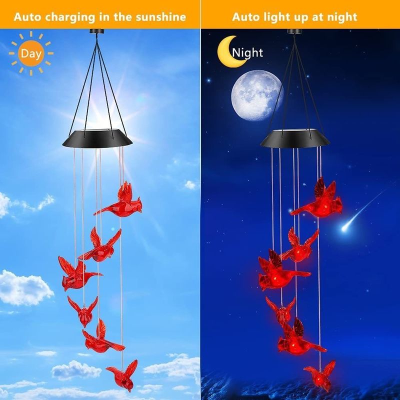 LED zonnewindklokken waterdicht kolibrie tuinbel licht voor buitenhuisdecor