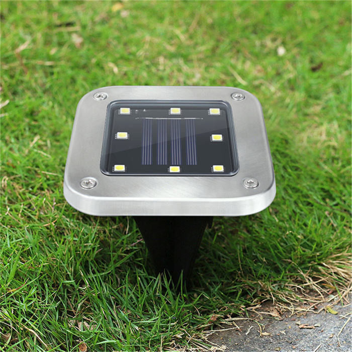 1- Aluminium Buiten Solar Powered Light voor Lawn Garden Begraven Pad in Vierkant
