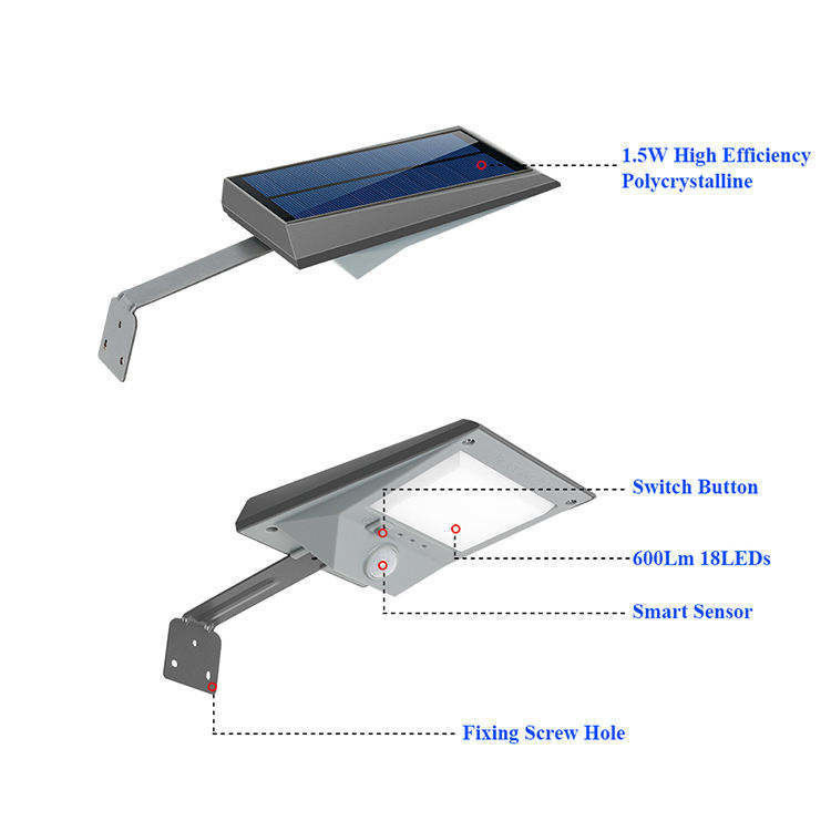Zonne-oplaadbare wandlamp super helder LED buiten Moderne bewegingssensor Waterdicht