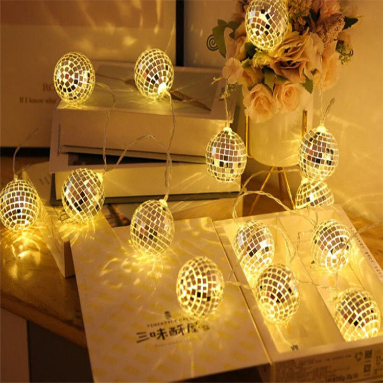 Zilveren spiegelbal LED-snoerlamp voor kerstfeest Home Indoor slaapkamer