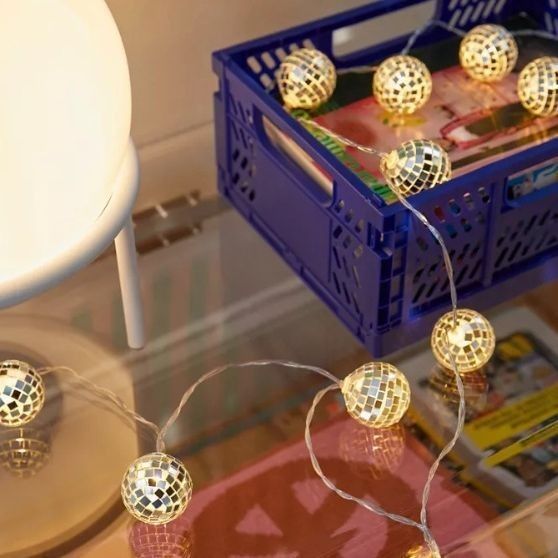 Zilveren spiegelbal LED-snoerlamp voor kerstfeest Home Indoor slaapkamer