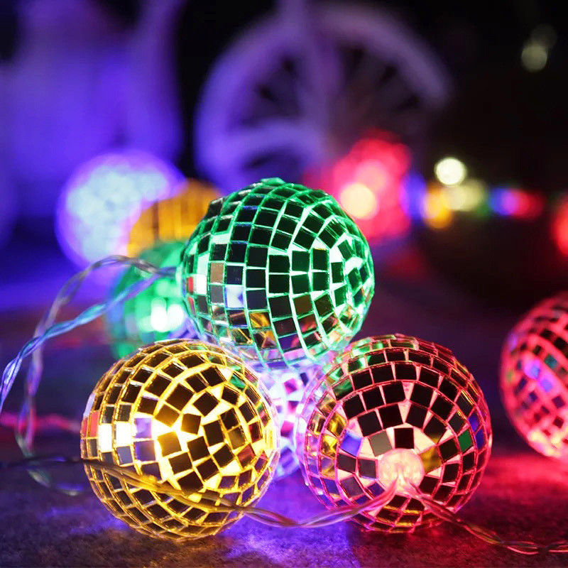 Zilveren spiegelbal LED-snoerlamp voor kerstfeest Home Indoor slaapkamer