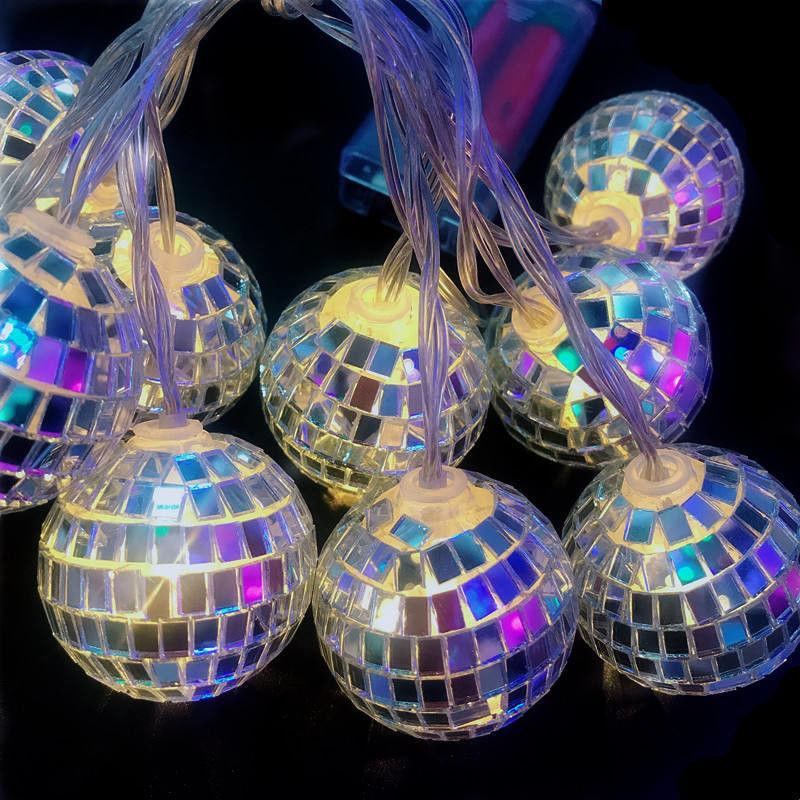 Zilveren spiegelbal LED-snoerlamp voor kerstfeest Home Indoor slaapkamer