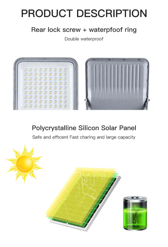 100w 200w 300w Led Solar Street Light Flood Lamp voor stabiele en consistente verlichting