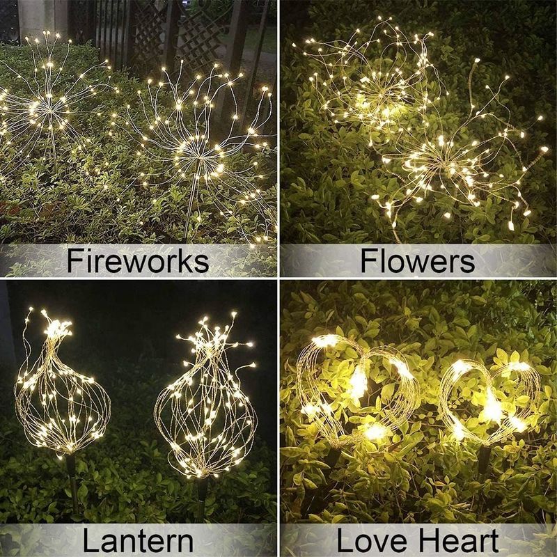 LED zonnevuurwerk licht voor gazon tuin patio kerstfeest decoratie op locatie meting