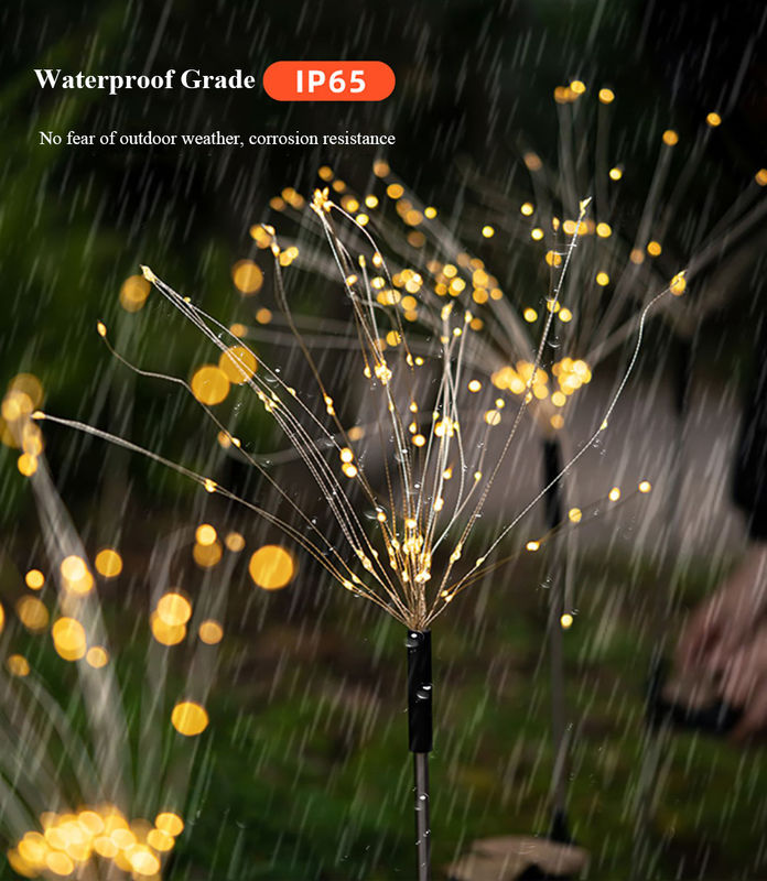 LED zonnevuurwerk licht voor gazon tuin patio kerstfeest decoratie op locatie meting