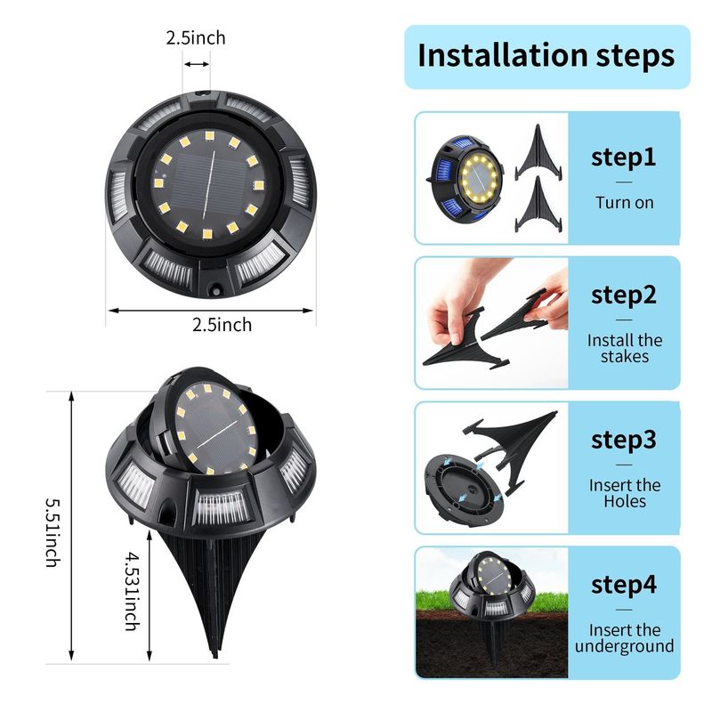 3V Invoerspanning Zonne-ondergrondse lamp voor tuinparkdecoratie in ABS/aluminium