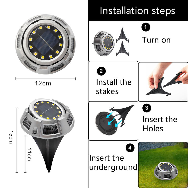3V Invoerspanning Zonne-ondergrondse lamp voor tuinparkdecoratie in ABS/aluminium