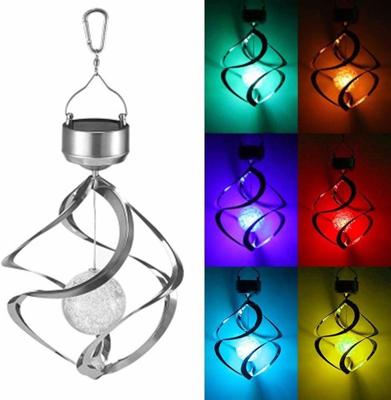 Spiraalvormige zonnewindklokken buitenverlichting waterdicht kleurenveranderend LED-lamp voor tuin