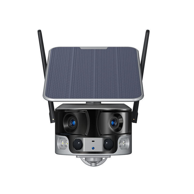Acht miljoen horizontale articulatie buiten zonnecamera wifi dubbellens cctv camera