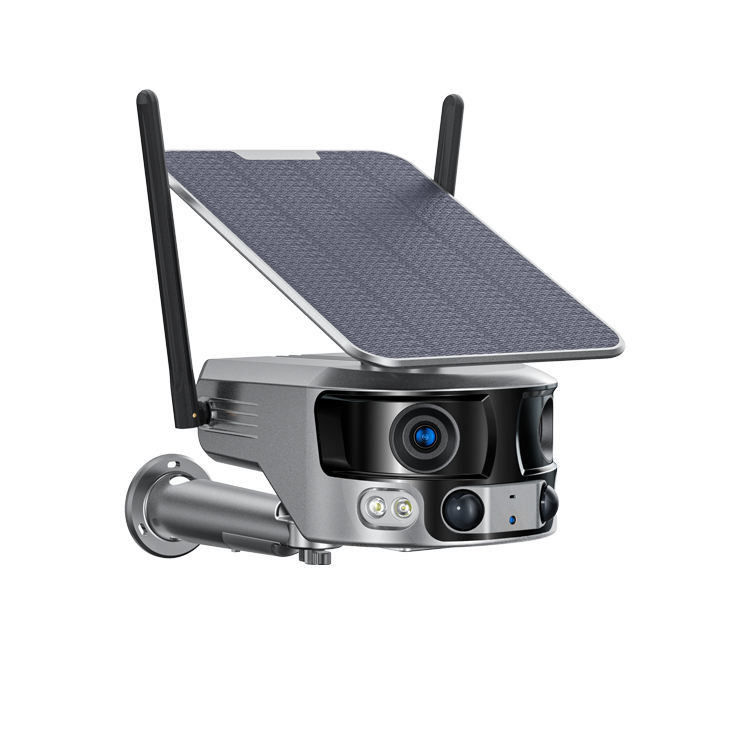 Acht miljoen horizontale articulatie buiten zonnecamera wifi dubbellens cctv camera