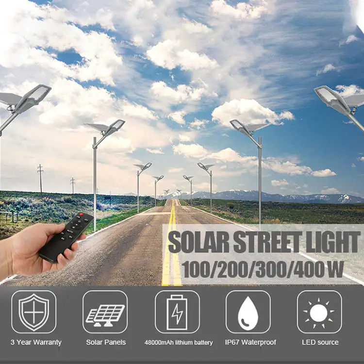 Solar Led Lampara 300w 400w 500w 200lm/W Ip66 Lampara's Solar Lighting voor commerciële