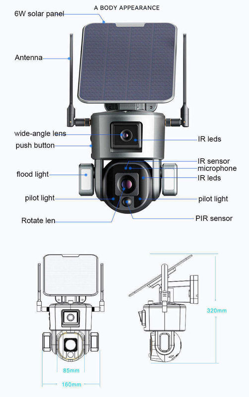10x Zoom 4.0MP Wifi Dome CCTV Network Ipsy Zonnebatterij Backup Bewakingscamera 4g