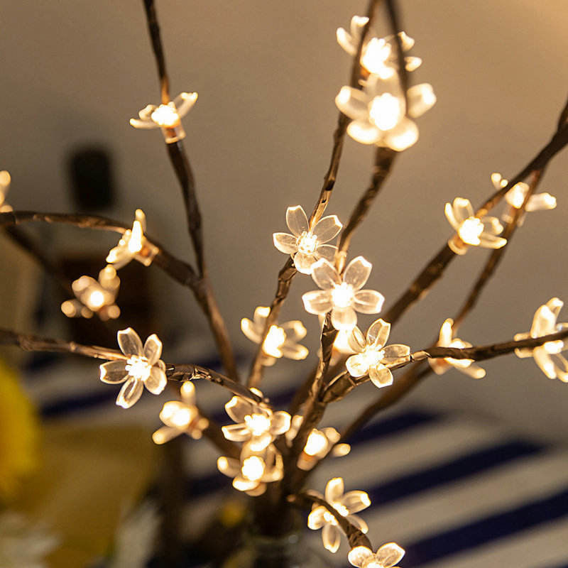 Indoor 36cm 24 Lampen Batterij Kerstster Home Decor Led Kersenbloem Tafelplank Bonsai Boom Feelicht