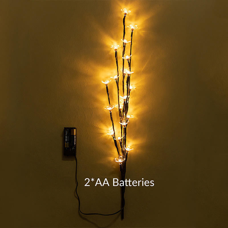 Indoor 36cm 24 Lampen Batterij Kerstster Home Decor Led Kersenbloem Tafelplank Bonsai Boom Feelicht