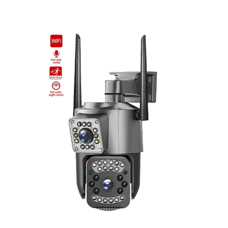 4MP Wireless IP Security Dual Lens 4G Bullet PTZ Camera V380 Bullet 3,5 inch Zwart