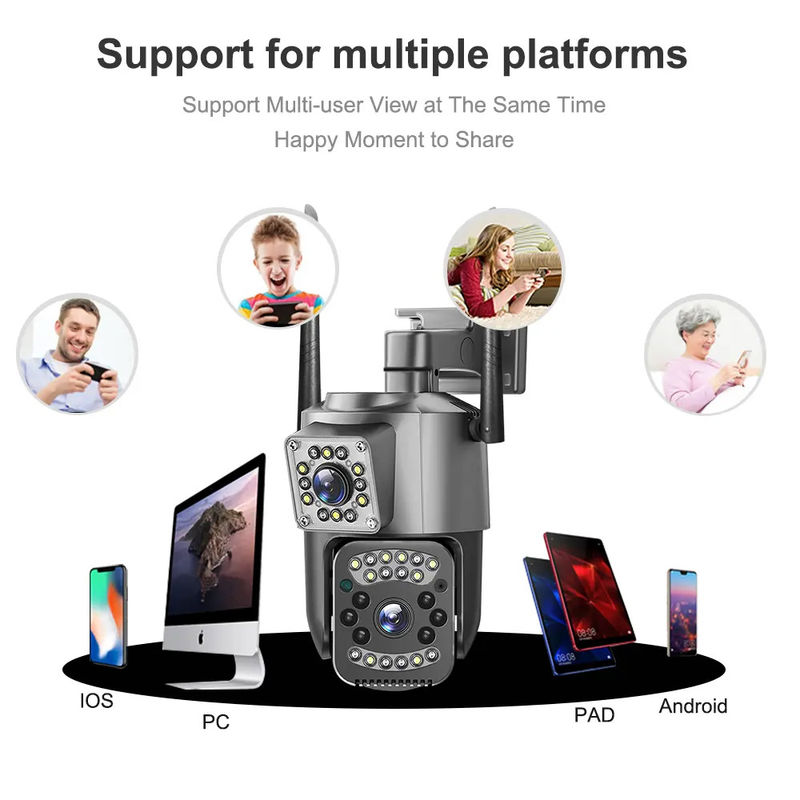 4MP Wireless IP Security Dual Lens 4G Bullet PTZ Camera V380 Bullet 3,5 inch Zwart