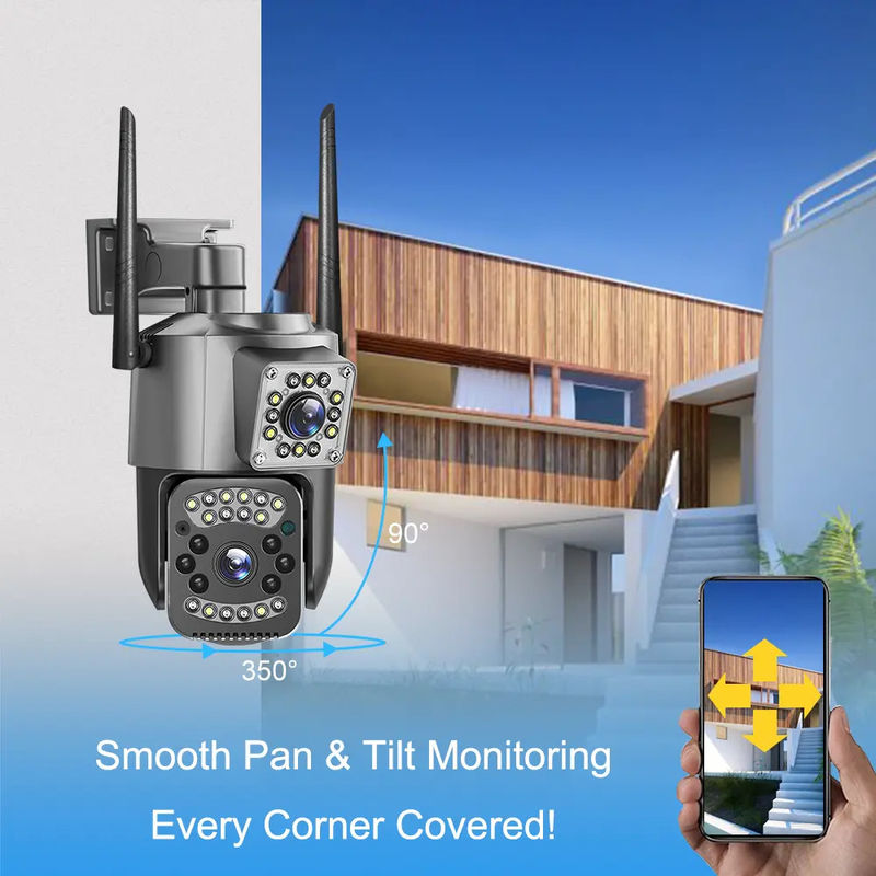 4MP Wireless IP Security Dual Lens 4G Bullet PTZ Camera V380 Bullet 3,5 inch Zwart