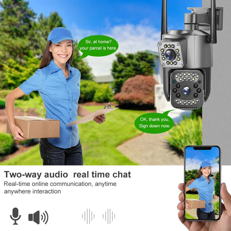 4MP Wireless IP Security Dual Lens 4G Bullet PTZ Camera V380 Bullet 3,5 inch Zwart
