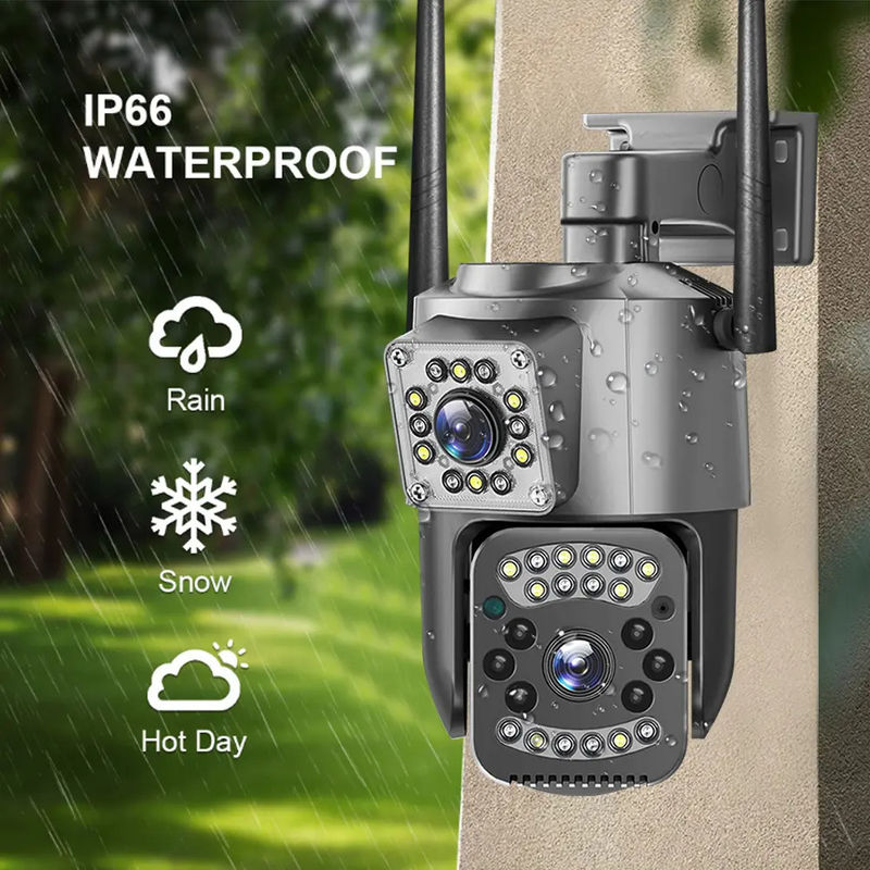4MP Wireless IP Security Dual Lens 4G Bullet PTZ Camera V380 Bullet 3,5 inch Zwart