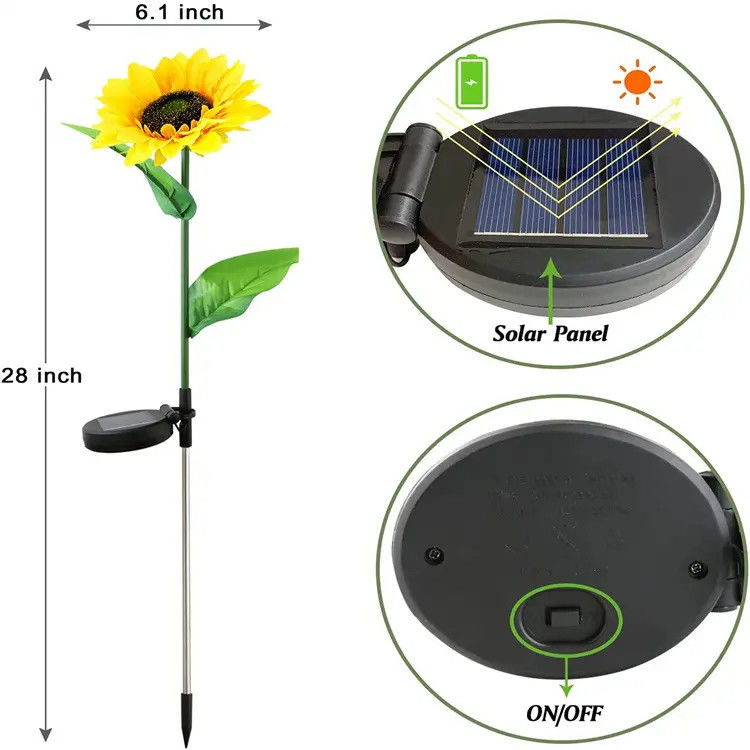 Solar Led Lamp Waterdicht Tuin Decoratieve Zonnebloem Zonnepanelen voor Achtertuin Patio Pad